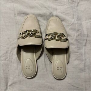 a new day Cream Mules with Gold Chain